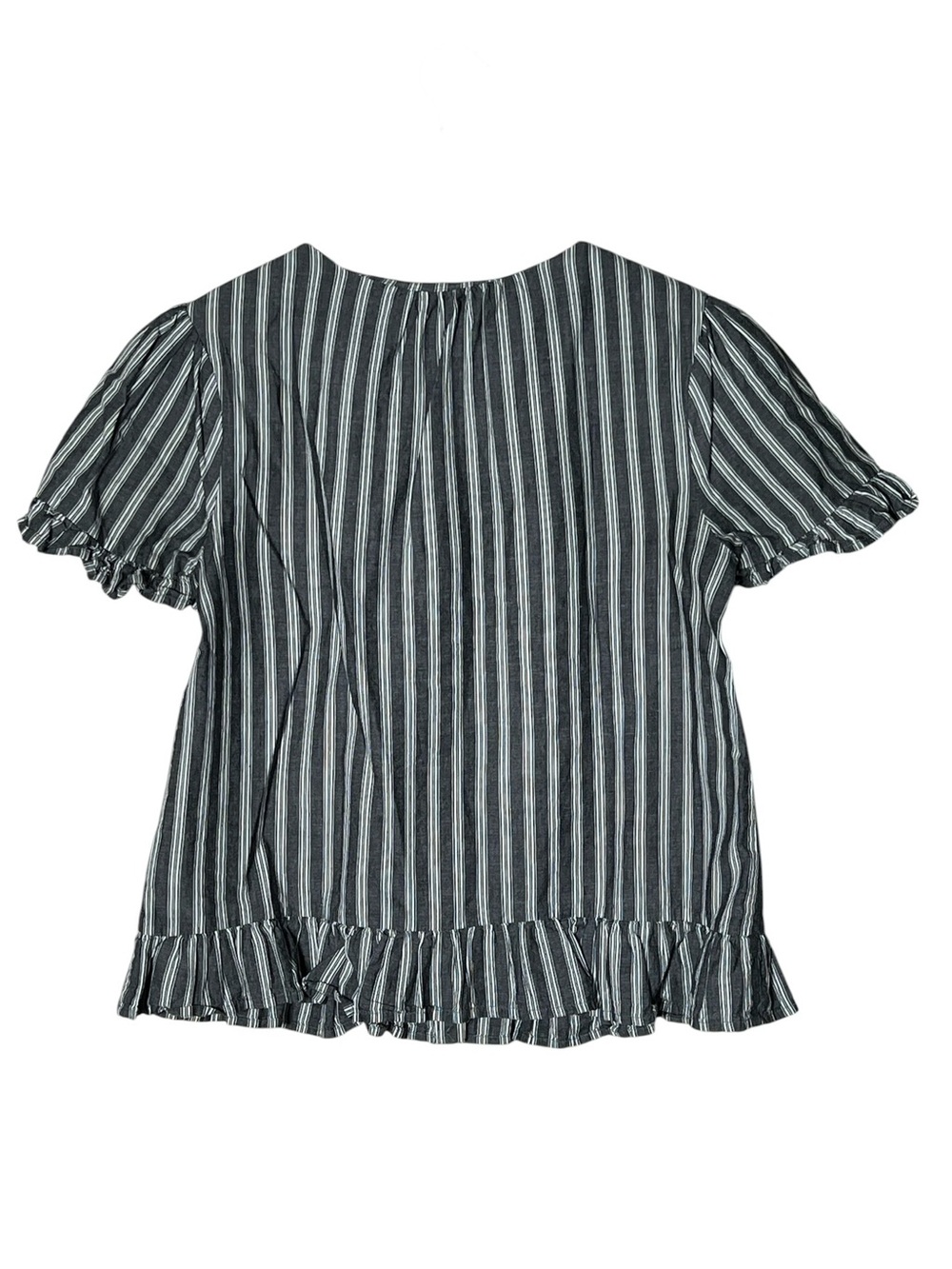 Eri + Ali gray and white striped button-down blouse top shirt size small S B148 - Picture 4 of 4